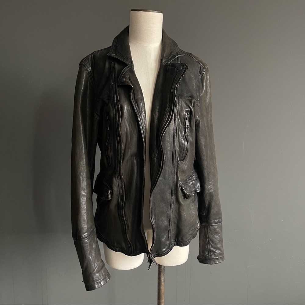 All Saints Black Leather Moto Jacket